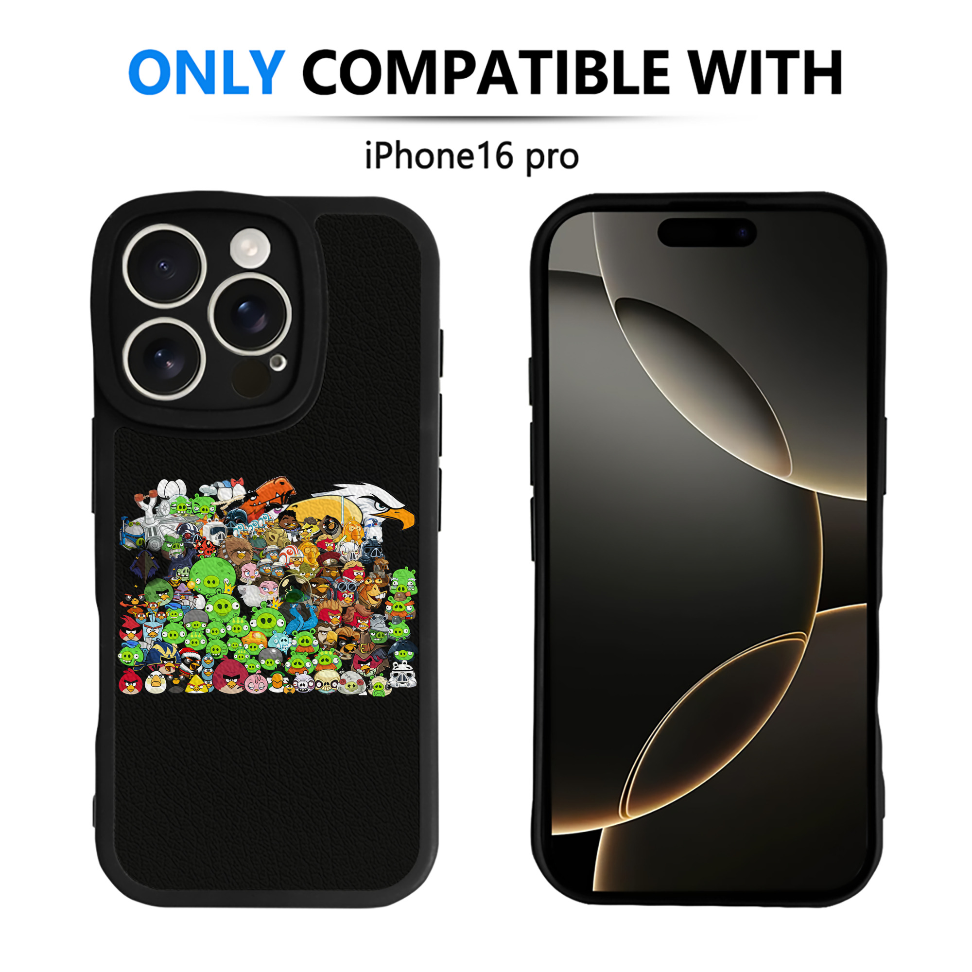 （画像用） Angry Birds アングリーバード 【iPhone 16シリーズ対応】シリコンスマホケース（レザー調） 材質：シリコン